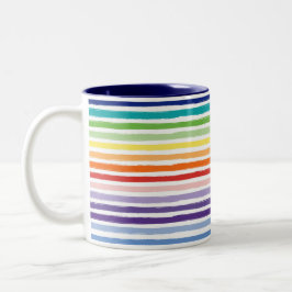 Regenbogen-Wasserfarben-Pinsel-Streifenmuster Zweifarbige Tasse