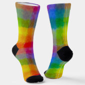 Regenbogen-Wasserfarben-Quadrate Socken (Gewinkelt)