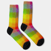 Regenbogen-Wasserfarben-Quadrate Socken (Rechts)