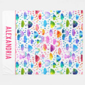 Regenbogen Wasserfarben Regenbogen Regenschirme Fleecedecke (Vorderseite (Horizontal))