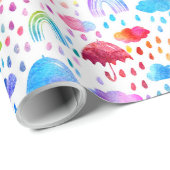 Regenbogen Wasserfarben Regenbogen Regenschirme Geschenkpapier (Rolleneckpunkt)