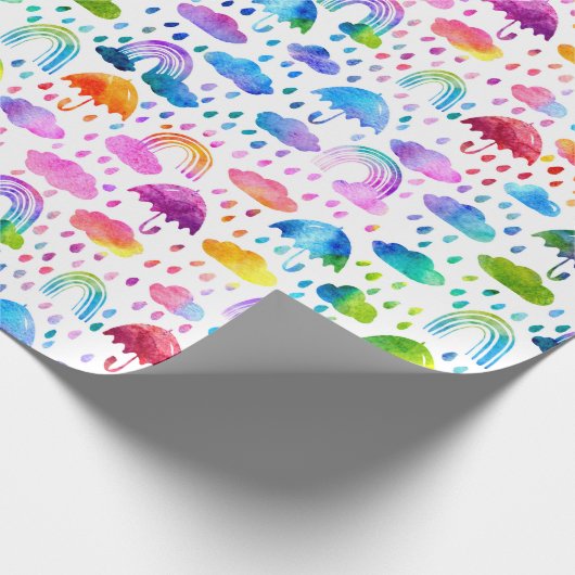 Regenbogen Wasserfarben Regenbogen Regenschirme Geschenkpapier (Ecke)
