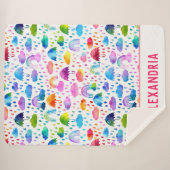 Regenbogen Wasserfarben Regenbogen Regenschirme Sherpadecke (Vorderseite (Horizontal))