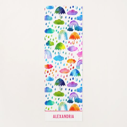 Regenbogen Wasserfarben Regenbogen Regenschirme Yogamatte (Vorderseite)