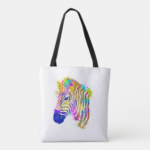 Regenbogen-Wasserfarben-Spritzer-Zebra-Grafik Tasche