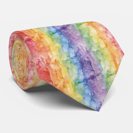 Regenbogen-Wasserfarben-Streifenmuster  Krawatte (Gerollt)