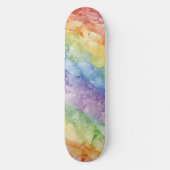 Regenbogen-Wasserfarben-Streifenmuster Skateboard (Vorderseite)