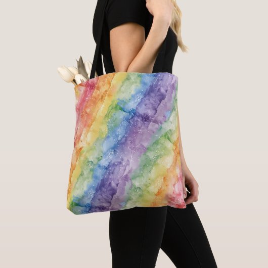 Regenbogen-Wasserfarben-Streifenmuster  Tasche (Von Nahem)