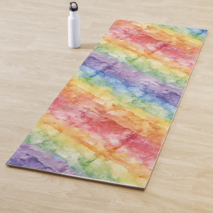 Regenbogen-Wasserfarben-Streifenmuster Yogamatte
