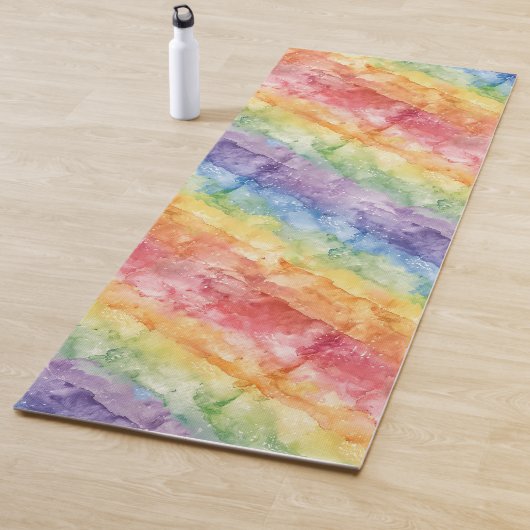 Regenbogen-Wasserfarben-Streifenmuster Yogamatte (Beispiel)