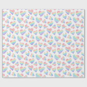 Regenbogen Wasserfarbenkeile gepunktet und gestrei Geschenkpapier (Flach)