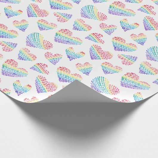 Regenbogen Wasserfarbenkeile gepunktet und gestrei Geschenkpapier (Ecke)