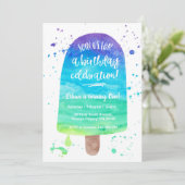 Regenbogen-WasserfarbePopsicle der Einladung (Stehend Vorderseite)