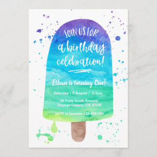 Regenbogen-WasserfarbePopsicle der Einladung