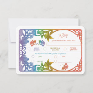 Regenbogen-Watercolor-Art-Nouveau-Hochzeits-RSVP-K RSVP Karte