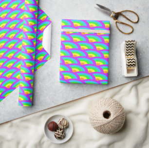 Regenbogen Waves Neon Geschenkpapier
