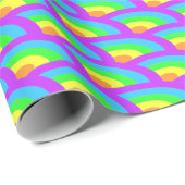 Regenbogen Waves Neon Geschenkpapier (Rolleneckpunkt)