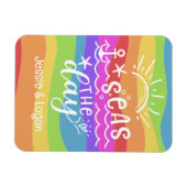 Regenbogen Waves Personalisiert Seas the Day Cruis Magnet (Horizontal)