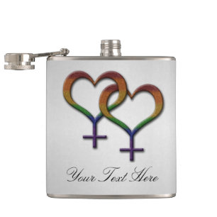 Regenbogen-weibliche Geschlechts-Symbole Flachmann