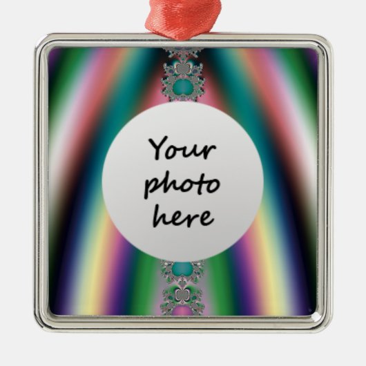 Regenbogen-Weihnachtsbaumschmuck Silbernes Ornament (Vorne)