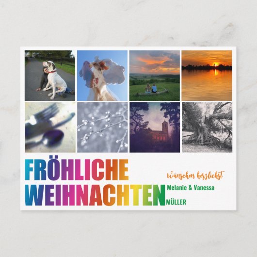Regenbogen Weihnachtspostkarte Postkarte (Vorderseite)