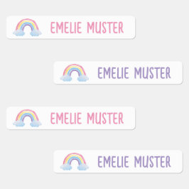 Regenbogen weiß - 96 schmale Kinder Etiketten