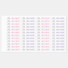 Regenbogen weiß - 96 schmale Kinder Etiketten