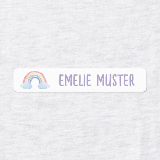 Regenbogen weiß - 96 schmale Kinder Etiketten (Design 2)