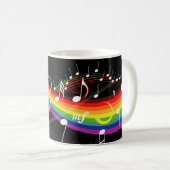 Regenbogen-weißer Musiknoten auf Schwarzem Kaffeetasse (VorderseiteRechts)