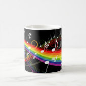 Regenbogen-weißer Musiknoten auf Schwarzem Kaffeetasse (Mittel)