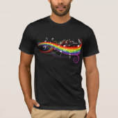 Regenbogen-weißer Musiknoten auf Schwarzem T-Shirt (Vorderseite)