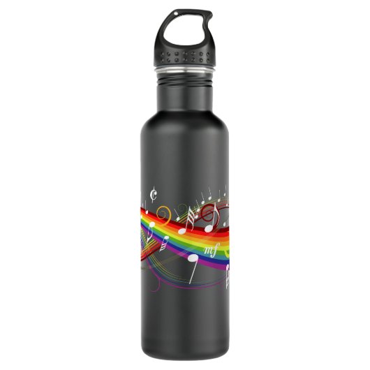 Regenbogen-weißer Musiknoten auf Schwarzem Trinkflasche (Vorderseite)