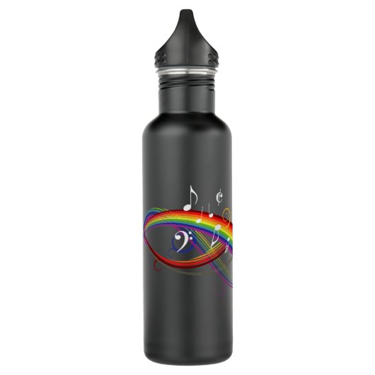 Regenbogen-weißer Musiknoten auf Schwarzem Trinkflasche (Links)