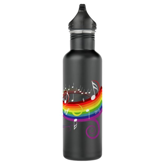 Regenbogen-weißer Musiknoten auf Schwarzem Trinkflasche (Rechts)