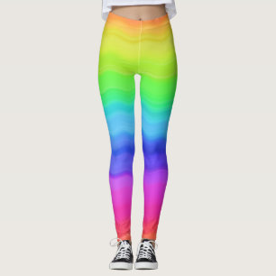 Regenbogen-Wellig-Welle-Allmählicher-Pastell-Farbt Leggings