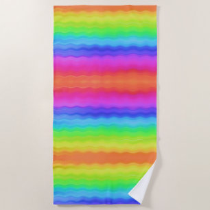 Regenbogen-Wellig-Welle-Allmählicher-Pastellfarben Strandtuch