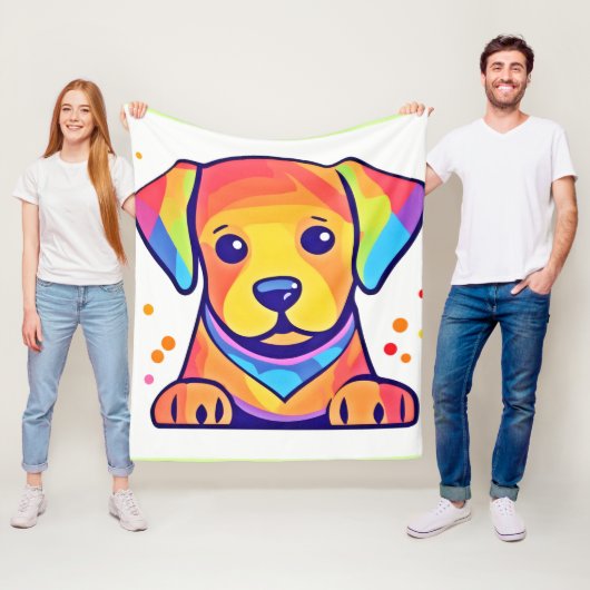 Regenbogen-Welpenliebe Fleecedecke (Beispiel)