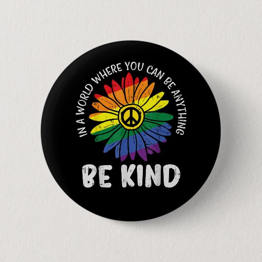 Regenbogen Welt sei freundlich Button (Vorderseite)
