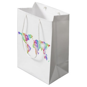 Regenbogen-Weltkarte Mittlere Geschenktüte