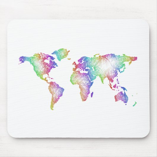 Regenbogen-Weltkarte Mousepad (Vorne)