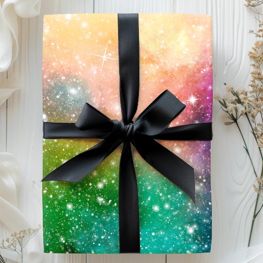 Regenbogen-Weltraum-Galaxie-Nebel-Kühlstern-Muster Geschenkpapier