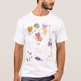 Regenbogen Weltraum Katzen Galaxie Träume Cute Kaw T-Shirt