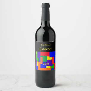 Regenbogen widerstehen Patchwork-Wein-Aufkleber Weinetikett
