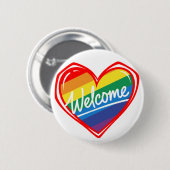 Regenbogen-Willkommensherz Button (Vorne & Hinten)