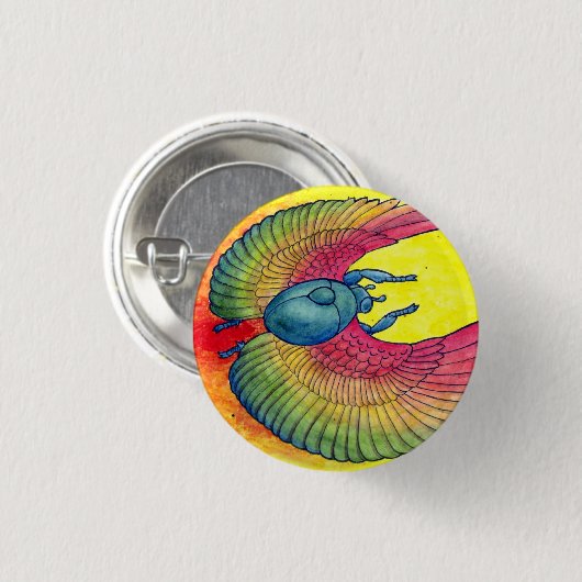 Regenbogen Winged Scarabäus Button (Vorne & Hinten)