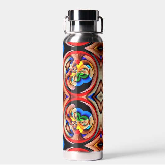 Regenbogen-Wirbel-Abstrakt-Wasserflasche Trinkflasche (Rückseite)