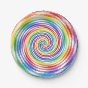 Regenbogen-Wirbel Pappteller