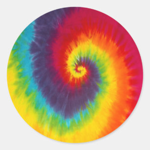 Regenbogen-Wirbel-Tie-Dye Groovy Bunte Farben Runder Aufkleber