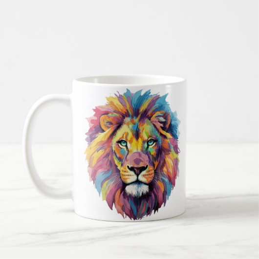 Regenbogen Wolf Aquarell Portrait Kaffeetasse (Links)