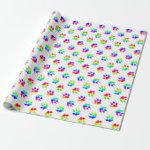 Regenbogen-Wolf-Tatzen-Geschenkpapier Geschenkpapier (Ungerollt)